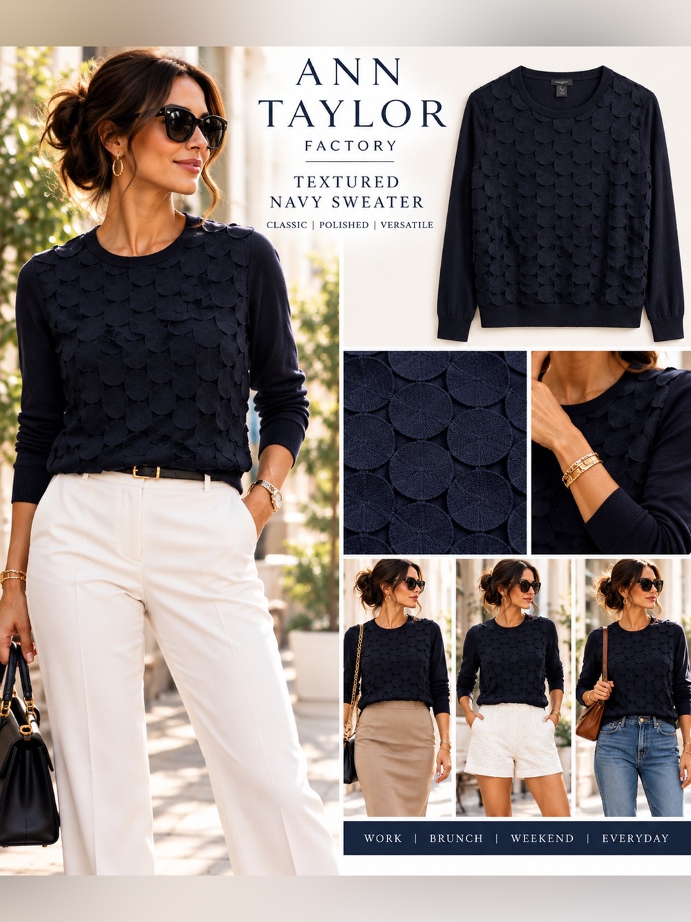2102 Ann Taylor Navy Blue Sweater